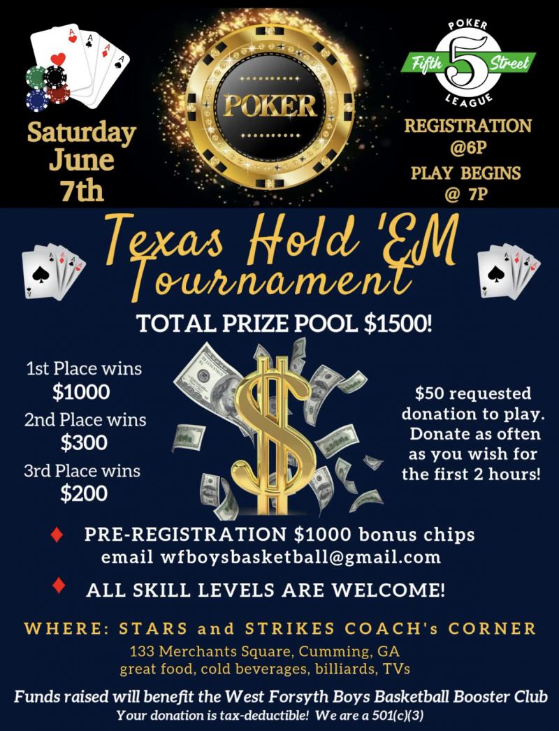 Poker Fundraiser Benefiting WFHS Basketball Booster Club - Stars and Strikes at 5thstreetpoker.com